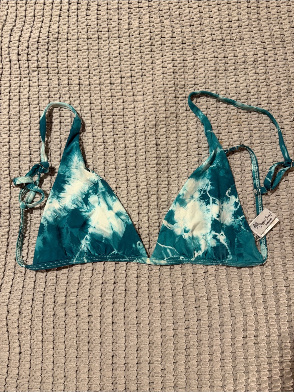 Dippin' Daisy's Aqua Tie Dye Bikini Top Size Large